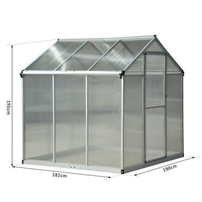 182x183x195cm Clear Polycarbonate Sheet Walk-In Greenhouse