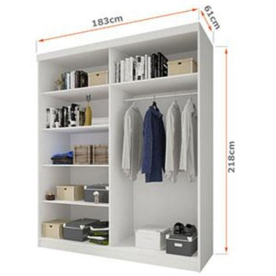 Beton Sliding Door Wardrobe 183cm