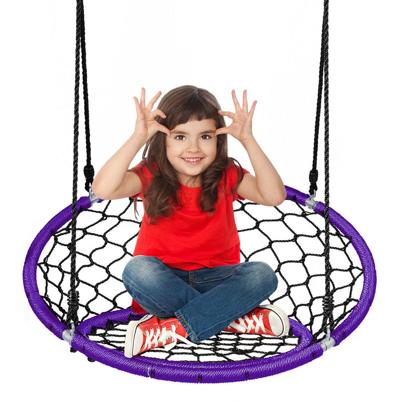 Web Net Hanging Swing Chair Tree Set-Purple