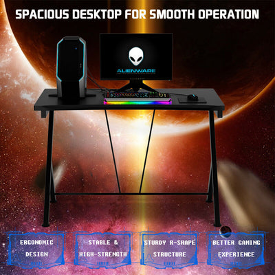 Ergonomic Gaming Computer Desk with Curved Front