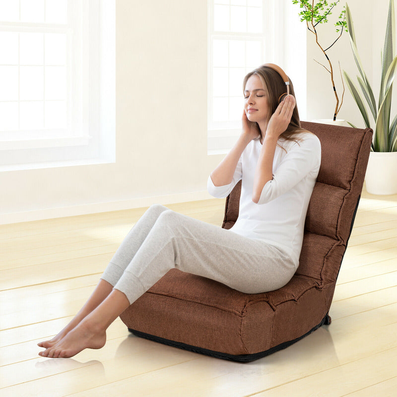 Sillón reclinable plegable con cabezal ajustable en 5 posiciones y bolsillo lateral