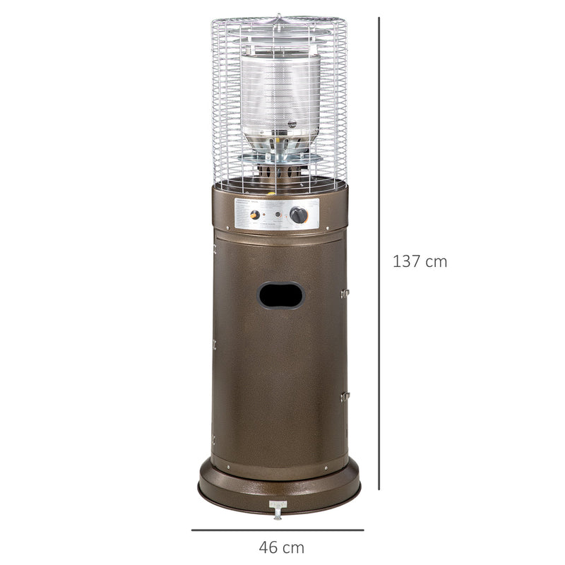 Outsunny 11KW Patio Bullet Heater Gas Glass Tube Electronic Ignition Floor Standing Stainless Steel Garden Outdoor 137Hcm