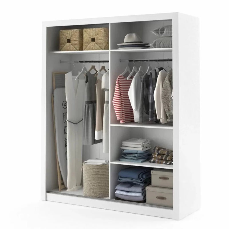 Tegan 2 Door Sliding Wardrobe 181cm - White, Grey, Black or Oak