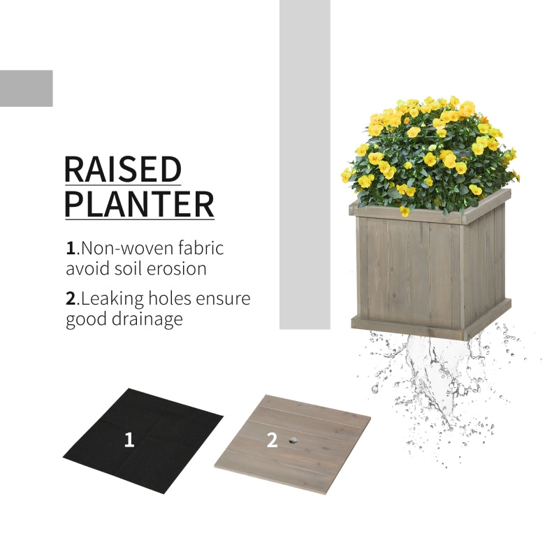 Wooden Garden Planter And Bench Combination Raised Bed For Patio Park