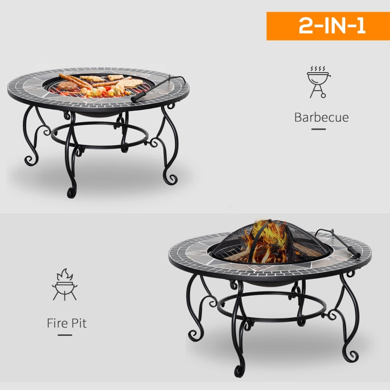 3-in-1 80cm Outdoor Fire Pit