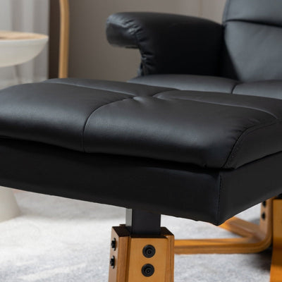 Faux Leather Swivel Recliner Chair With Footstool, Black