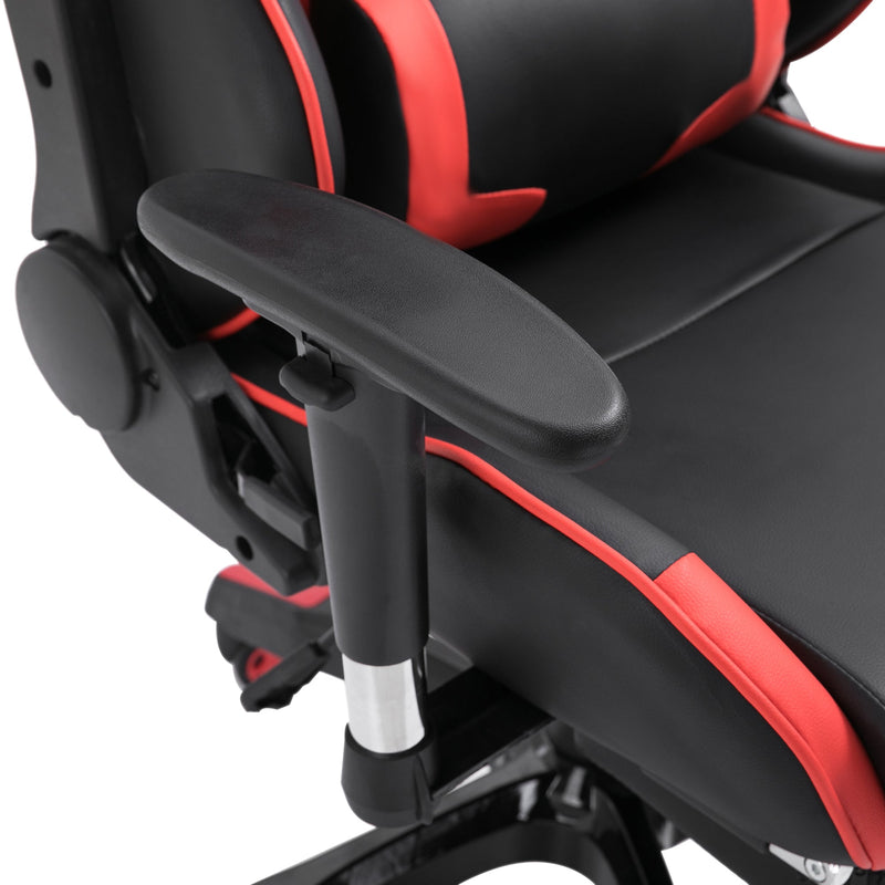 HOMCOM Gaming Chair High Back Swivel Home Office Computer Racing Gamer Desk Chair Faux Leather with Footrest, Wheels, Black Red