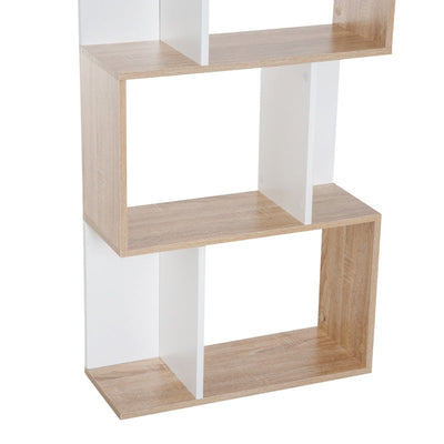 Four-Tier Double 'S' Shelving Unit - White And Oak Tone