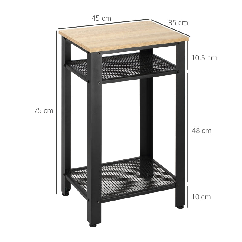 Industrial-Style Boxy Side Table 3 Layer 2 Shelves Storage Display