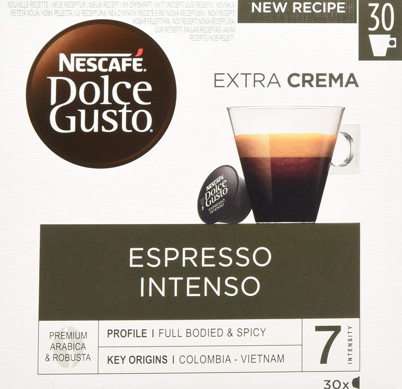 Nescafe Dolce Gusto Espresso Intenso Coffee Pods (Pack of 3, Total 90 Capsules)