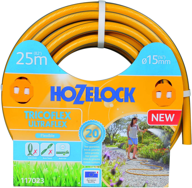 Hozelock Tricoflex Ultraflex Hose, Yellow, 15 mm x 25 m