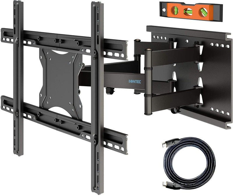 BONTEC TV Wall Bracket for 37-80 inch LED LCD Flat & Curved Screen, Swivel Tilt TV Wall Mount, Heavy Duty Dual Arms up to 65KG, with HDMI Cable