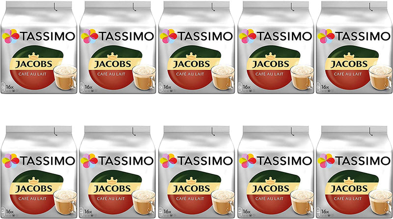 Tassimo Jacobs Café Au Lait Coffee Pods - 10 Packs (160 Drinks)