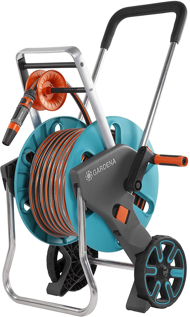 GARDENA CleverRoll M Easy Set: Hose Cart with 20m Flexible Hose 13mm (1/2"), 3x Tube Connectors, Tap Connectors, 1" Thread, Water Stop (18517-20)