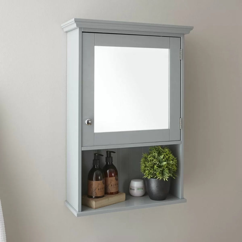 Colonial Mirrored Wall Storage Cabinet - Grey or White