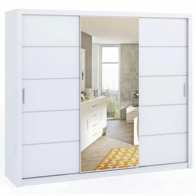 Bonito Sliding Door Wardrobe with Mirror - 250 White