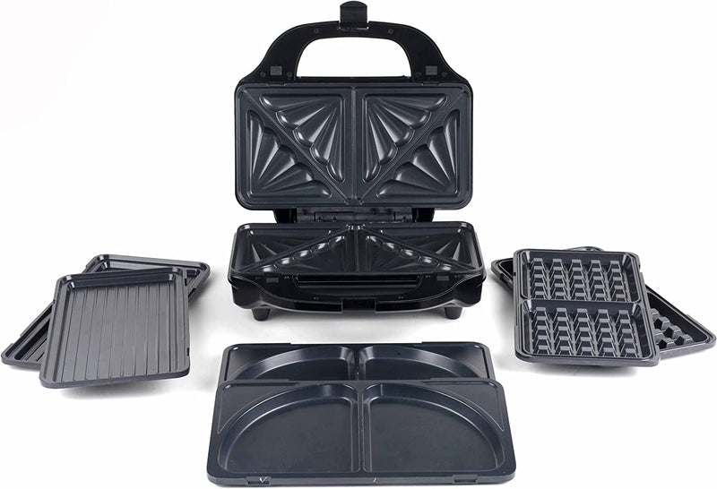 Salter XL 4-in-1 Snack Maker, Interchangeable Non-Stick Cooking Plates, Panini Press, Electric Omelette Cooker, Waffle, Toastie Sandwich Toaster