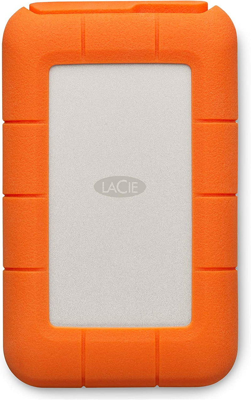 LaCie Rugged USB-C, 2TB, Portable External Hard Drive, Drop, Shock, Dust, Rain Resistant, for Mac & PC, incl. USB-C w/o USB-A cable (STFR2000800)