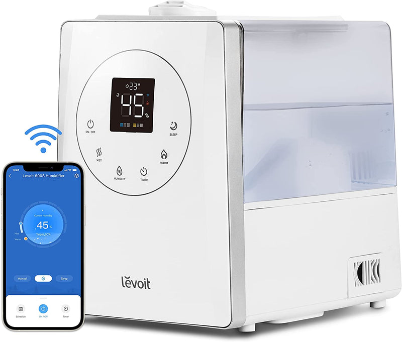 LEVOIT Smart Humidifiers for Bedroom Large Rooms, 6L Top Fill Warm and Cool Mist, Air Vaporizer, Customized Humidity, Essential Oil, Timer, Quiet