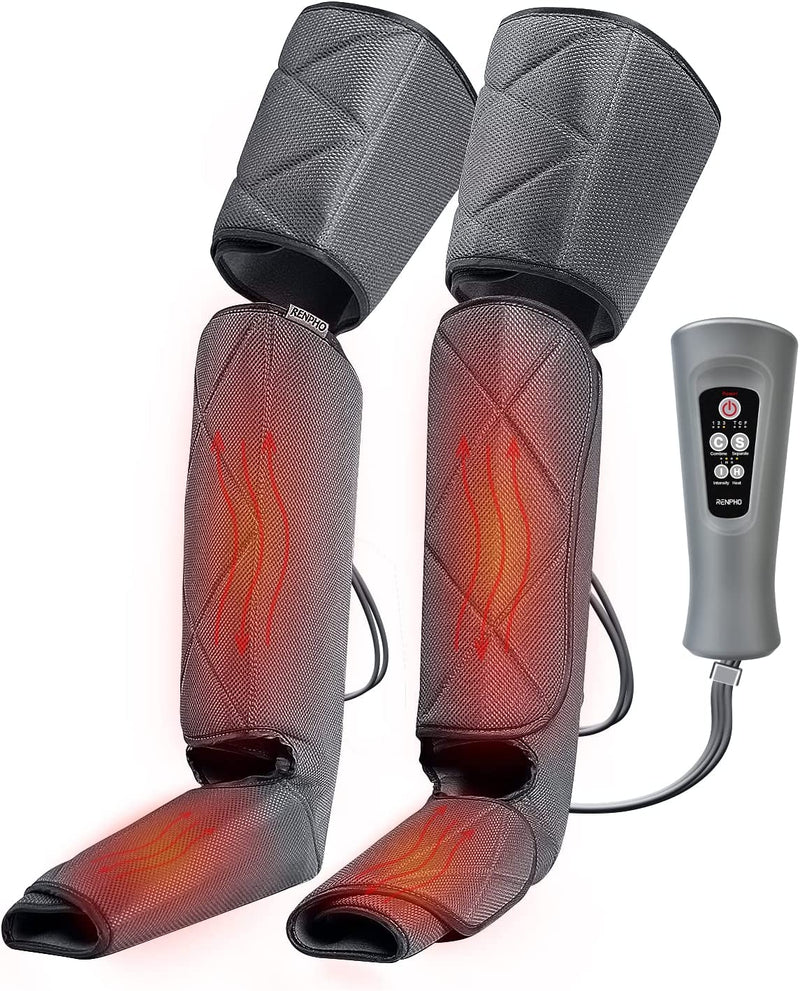 RENPHO Leg Massager for Circulation with Heat, Compression Calf Thigh Foot Massage, Adjustable Size, with 6 Modes 3 Intensities, Relax Leg Pain Muscle