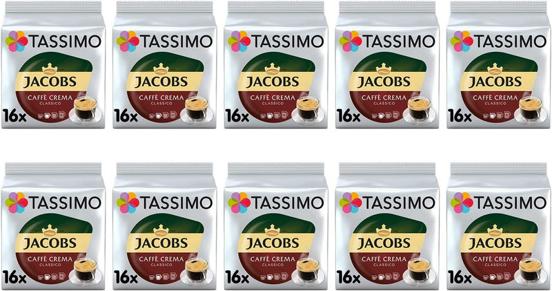 Tassimo Jacobs Caffe Crema Classico Coffee Pods - 10 Packs (160 Drinks)