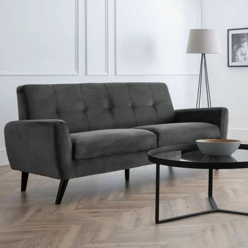 Monza Compact 2 Seater Retro Sofa - Dark Grey