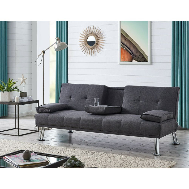 Modern Cup holder Sofa Bed - Charcoal