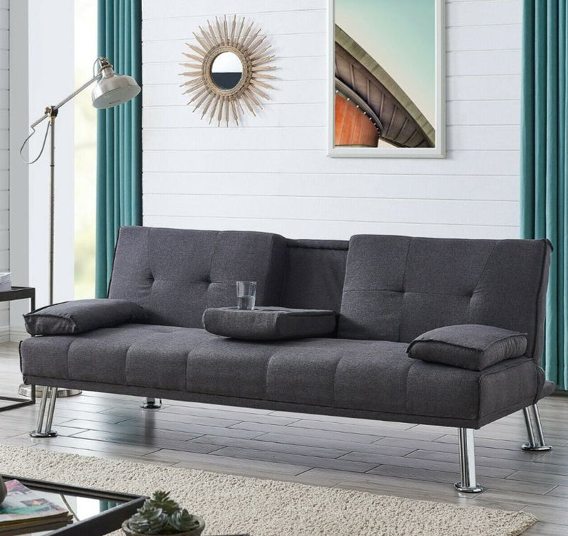 Modern Cup holder Sofa Bed - Charcoal