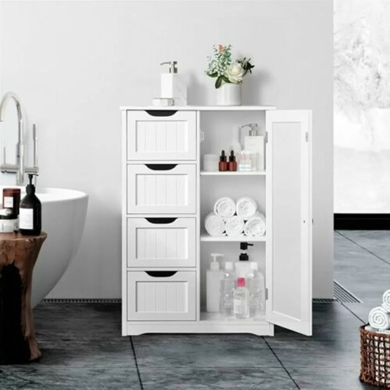 4 Drawers Unit Bathroom Cabinet - White