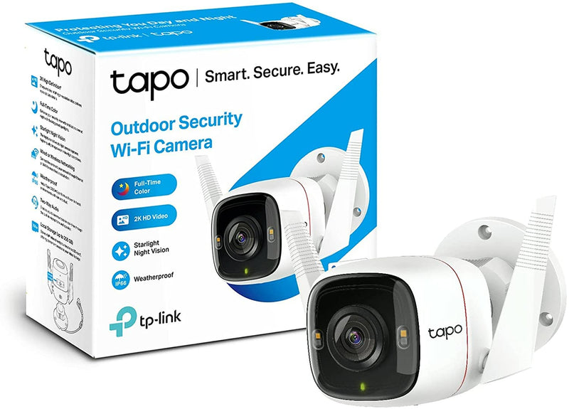 TP-Link Tapo Outdoor Security Camera, Weatherproof, Spotlight Night Vision, No Hub Required, 2K High Definition, Siren, 2-way Audio, SD Storage C320WS