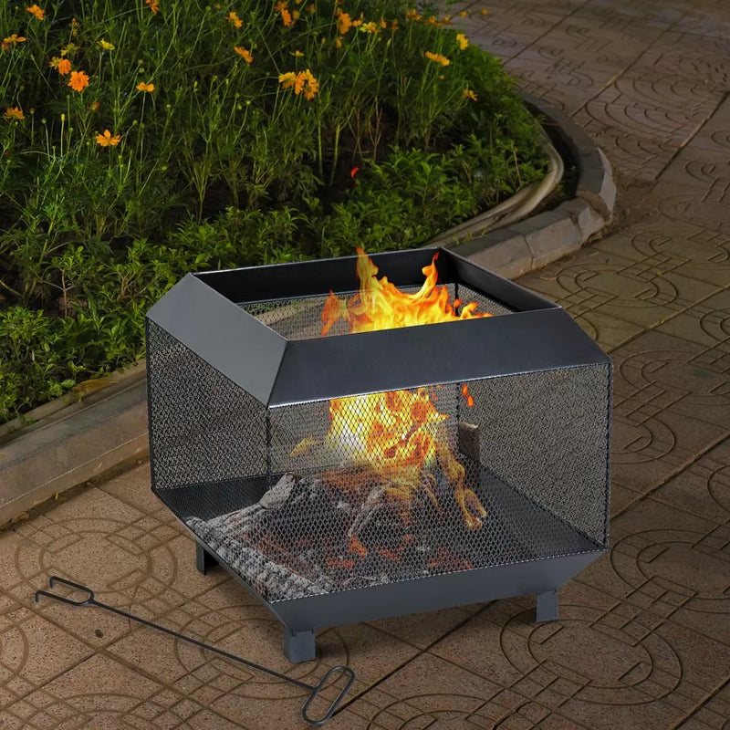 Metal Frame Log Wood Brazier Firepit