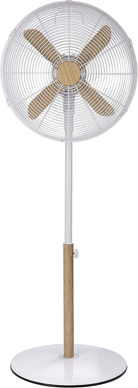 Russell Hobbs RHMPF1601WDW 16 Inch Scandi Electric Pedestal Fan, Tall Standing, 1m to 1.25m Height, 3 Speed Settings, Oscillating Fan, Adjustable, 60W