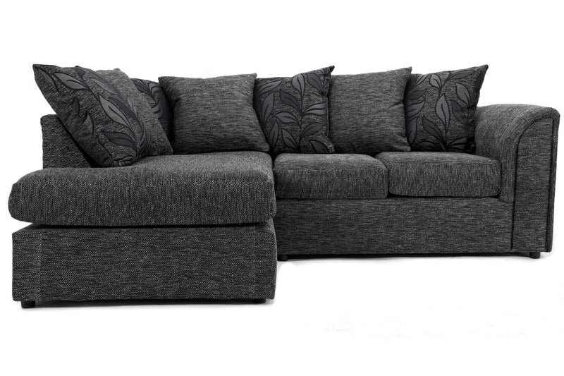 Byron Left Hand Corner Sofa - Black Dundee