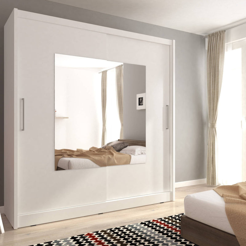 Twiki IX Sliding Door Wardrobe 180cm - White Matt,Oak