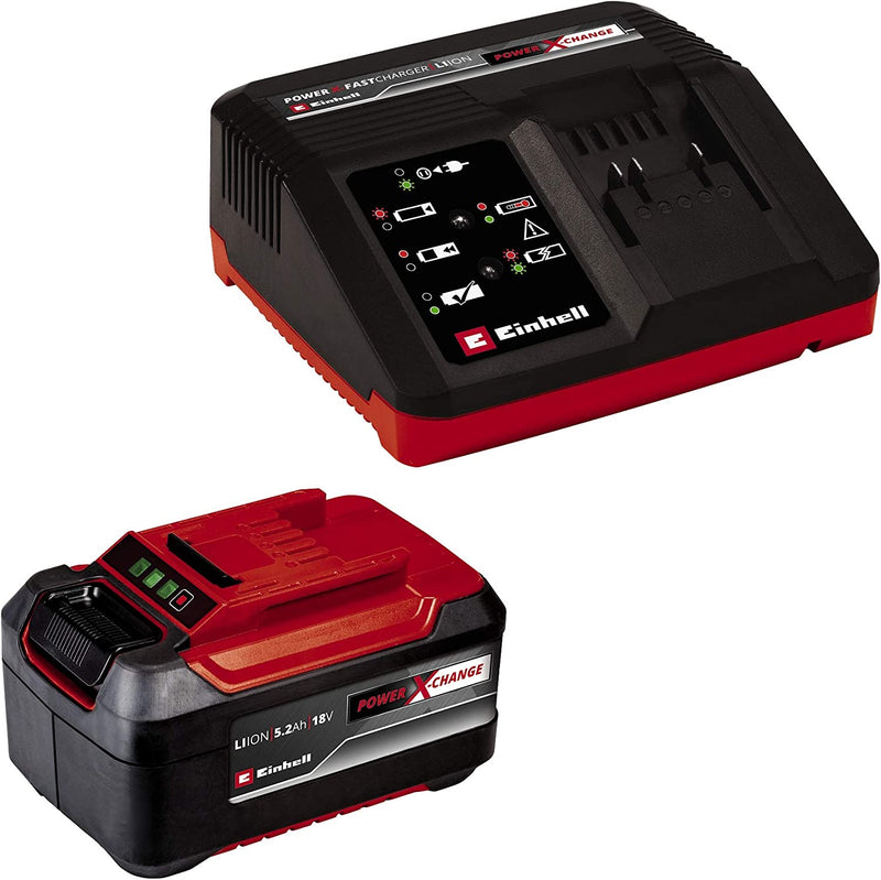 Einhell Power X-Change 18V, 5.2Ah Lithium-Ion Battery Starter Kit | Battery and Charger Set | Compatible With All PXC Power Tools Garden and Machines