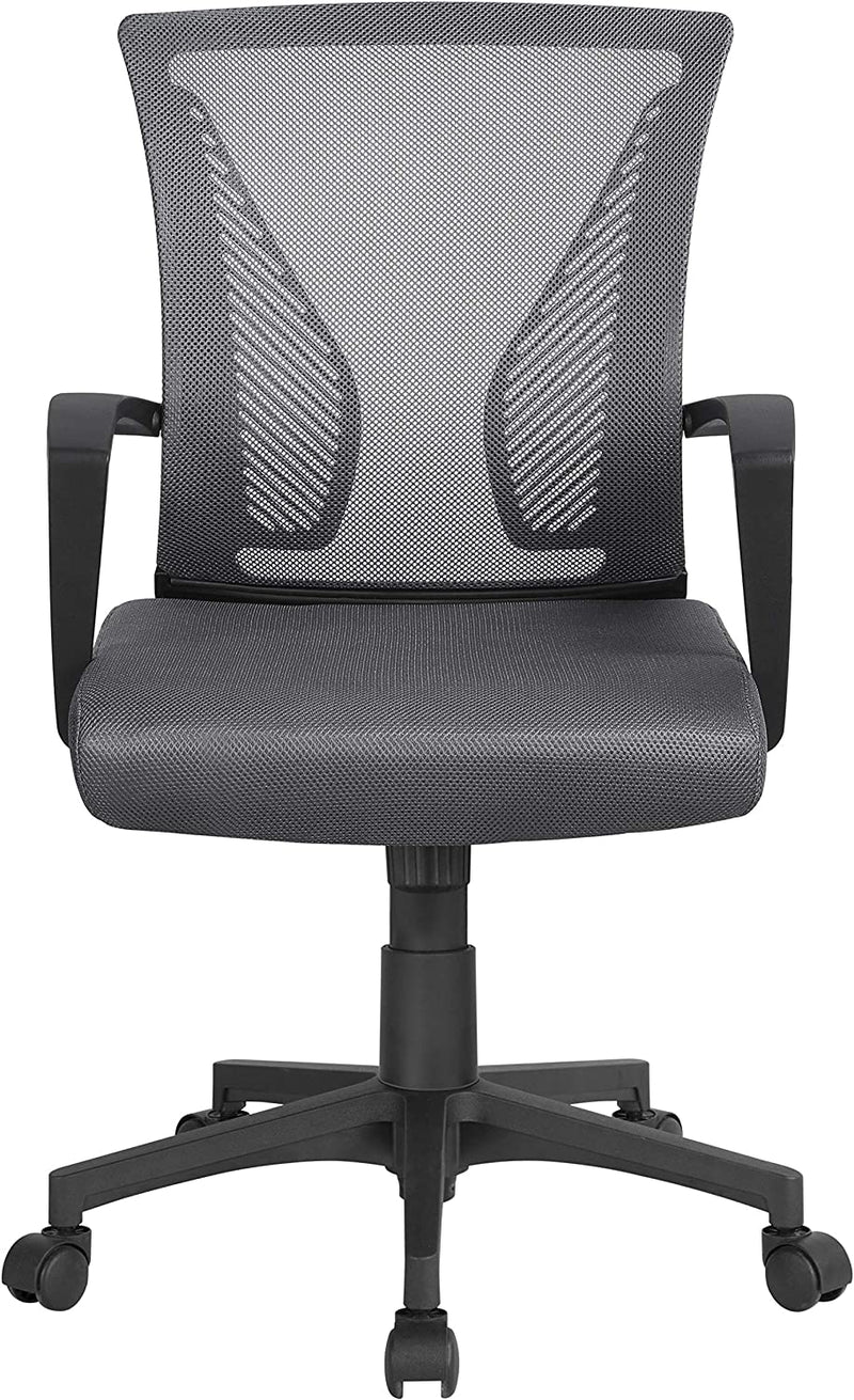 Yaheetech Adjustable Office Chair Ergonomic Executive Mesh Swivel Comfy Work Desk Computer Chair with Arms/Height Adjustable Dark Grey