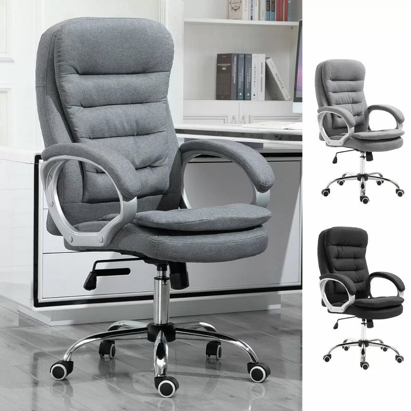 Silla de oficina ergonómica, giratoria y acolchada, estilo ejecutivo, 2 colores