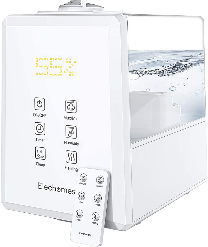 Elechomes Ultrasonic Humidifier 6L, Warm and Cool Mist for Large Rooms, Dual 360° Nozzles with Remote, Customized Humidity, LED Touch Display EC5501