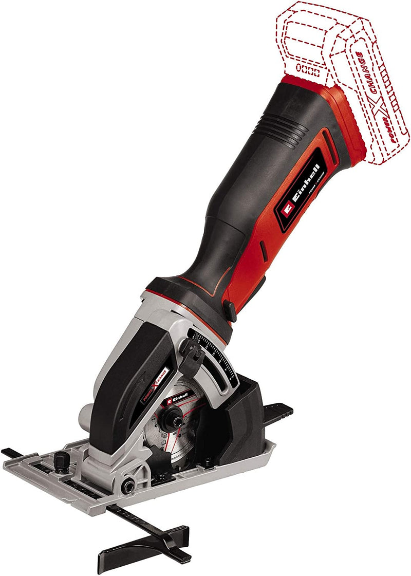 Einhell Cordless Mini Circular Saw TE-CS 18/89 Li-Solo Power X-Change (18 V, Li-Ion, 2500 min-1, 28 mm Cutting Depth, 89 mm Saw Blade Diameter)