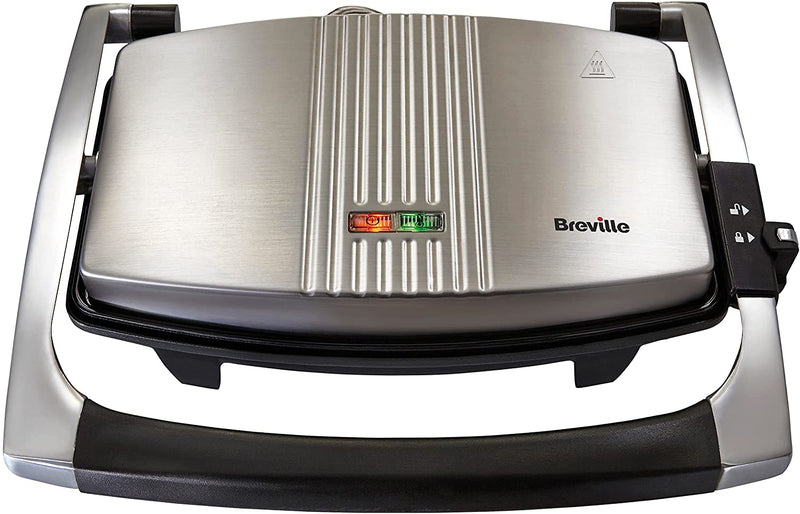 Breville Sandwich/Panini Press & Toastie Maker | 3-Slice | Non-stick-coated aluminium plates | Stainless Steel [VST025]