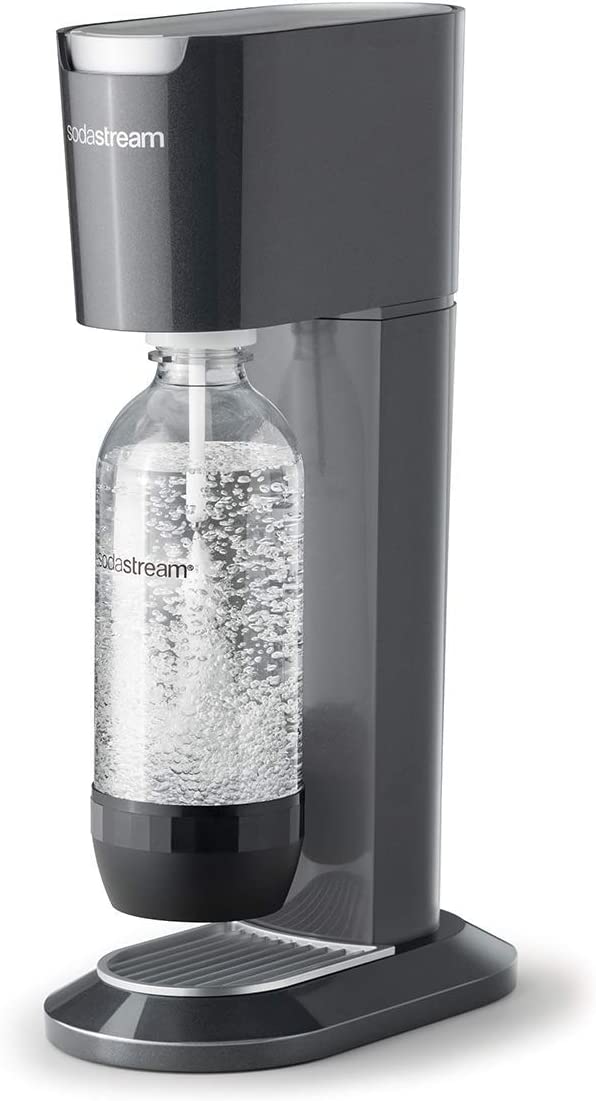 SodaStream Genesis Sparkling Water Maker Machine includes a 1 Litre Reusable BPA Free Water Bottle for Carbonating and 60 L CO2 Gas Cylinder - Black