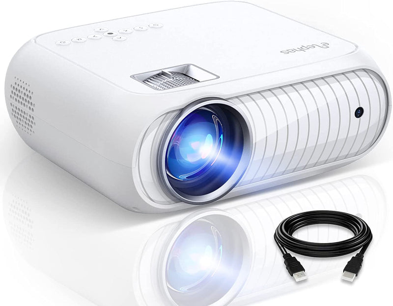 ELEPHAS Projector, Phone Projector [2022 Upgraded] Native 1080P with 8500 Lux, Home Theater Movie Projector Supports HDMI/ USB/ VGA/ AV/ 3.5mm Audio