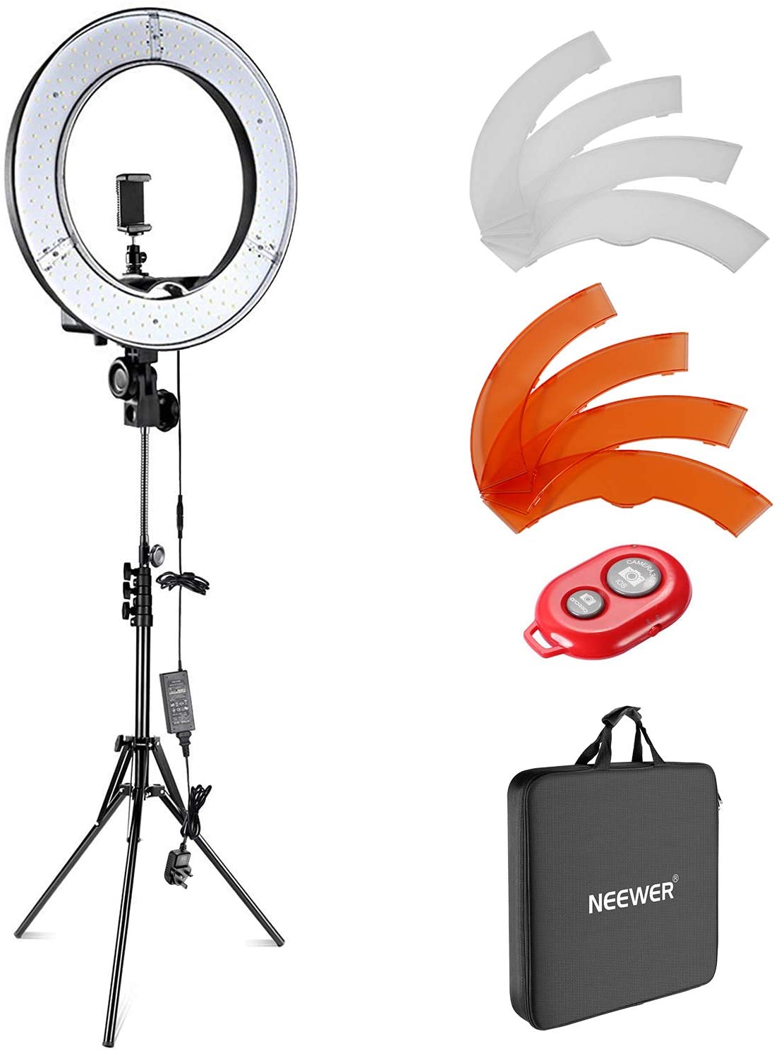 Neewer LED Ring Light Round 18-inch White with Silver Stand