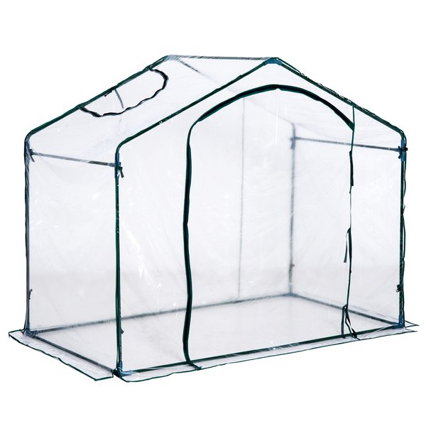 1.8m Portable Walk-in PVC Greenhouse, 180Lx105Wx150H Cm-Green