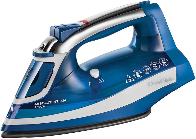 Russell Hobbs 25900 Absolute Steam Iron with Anti-Calc and Self Clean Functions, 2600 W, Blue/White