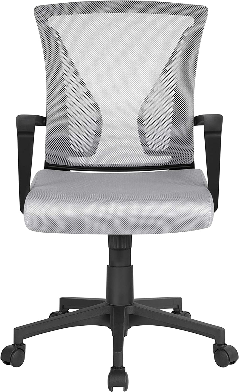 Yaheetech Adjustable Office Chair Ergonomic Executive Mesh Swivel Comfy Work Desk Computer Chair with Arms/Height Adjustable Light Grey