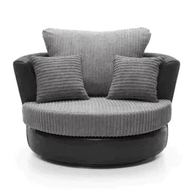 Aruba Black and Grey Fabric 3 Seater Sofa