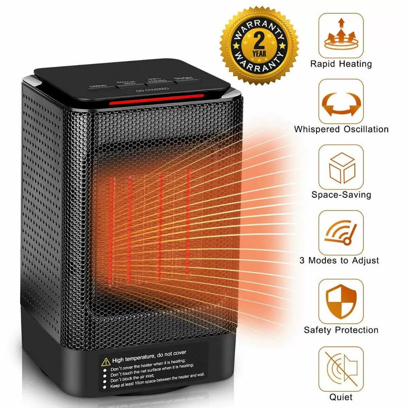 Electric Ceramic Oscillating Space Heater - Black