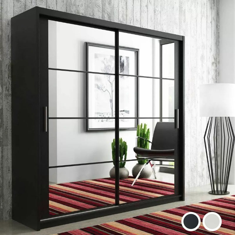 Delta Sliding Door Wardrobe - Black, White, Grey