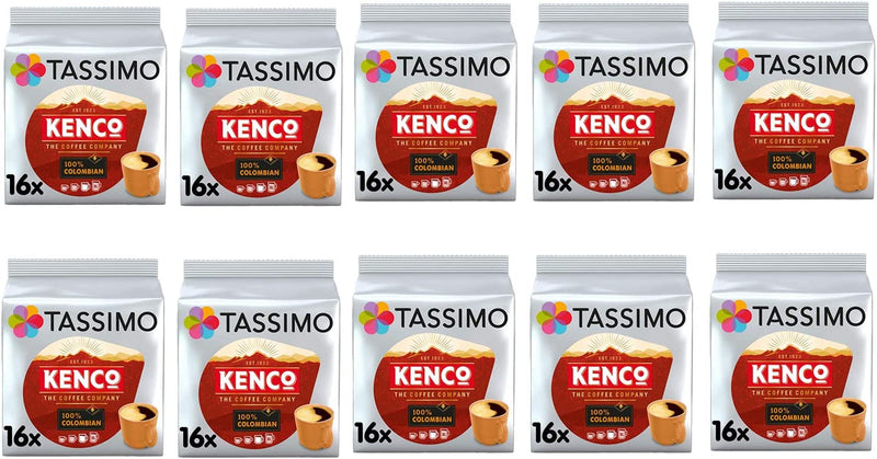 Tassimo Kenco Colombian Coffee Pods - 10 Packs (160 Drinks)